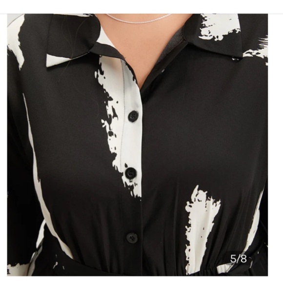 BLOOMCHIC BLACK AND WHITE BUTTON FRONT BRUSHSTROKE JUMPSUIT SIZE US 18-20 - Picture 5 of 9